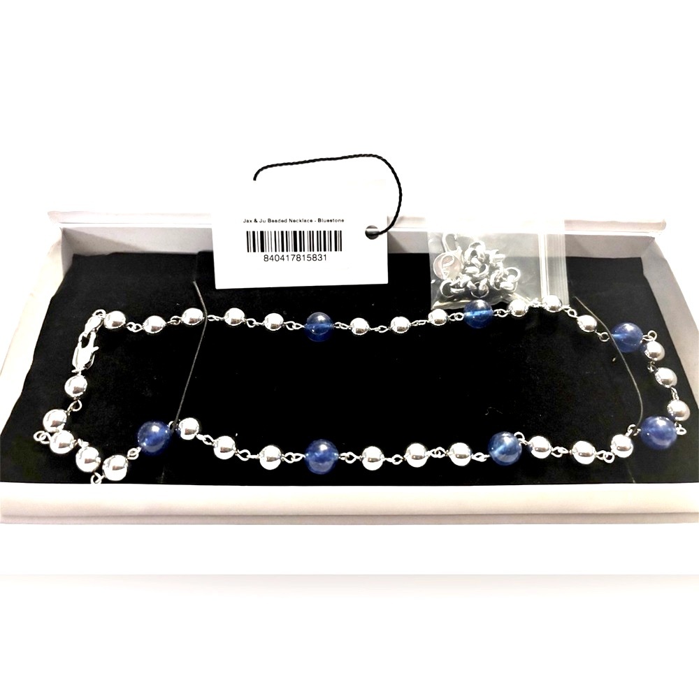 Sassy Jones Jax and Ju Silver-tone and Blue Beaded Necklace